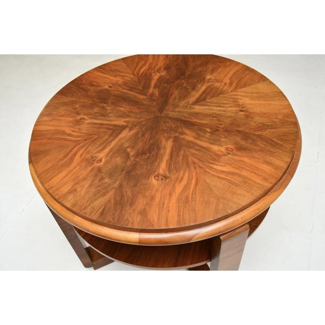 Large Art Deco Coffee Table in Figured Walnut, 1930s For Sale - Image 6 of 9