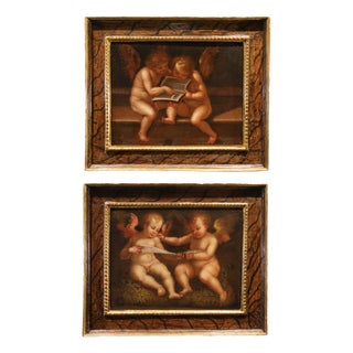 Guglielmo Caccia, Detto Il Moncalvo, Angels Hunting Couple Paintings, 1620, Oil on Canvas For Sale