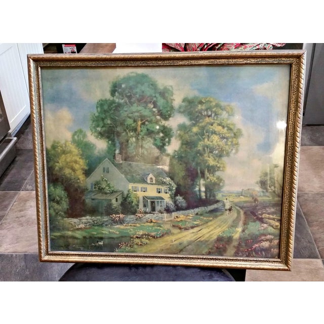 1930s R. Atkinson Fox Framed Lithograph Print "The Old Home" Chairish