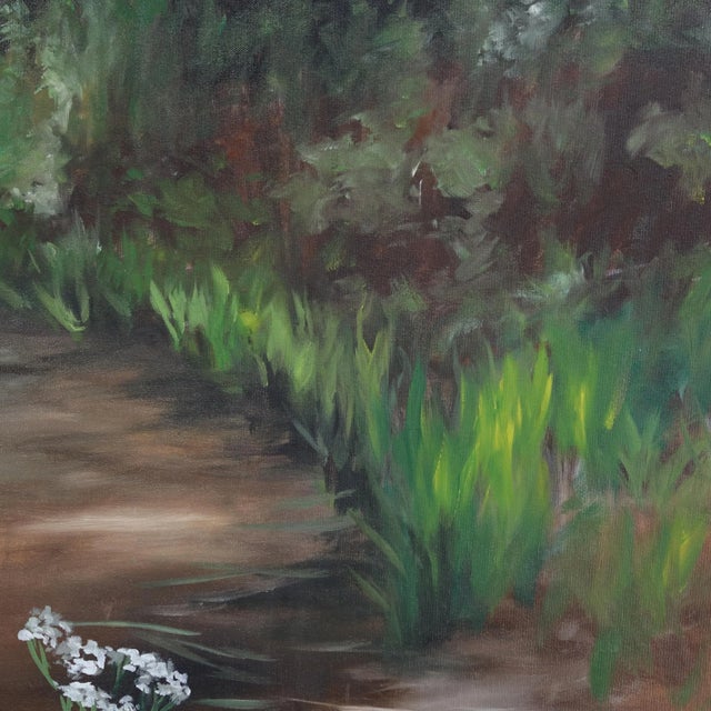Realism Lornes Pond With Yarrow - Nature Landscape Romantic Realism Original Artwork by Amber Young For Sale - Image 3 of 9