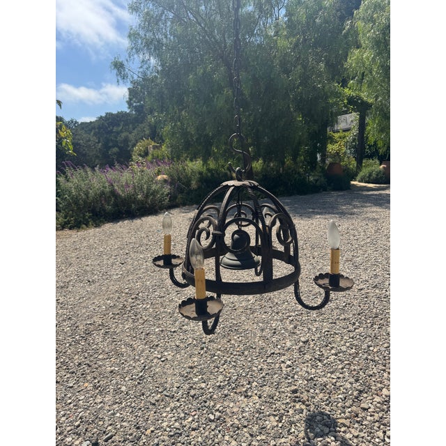 1920s Spanish Wrought Iron Pendant Light For Sale - Image 11 of 12