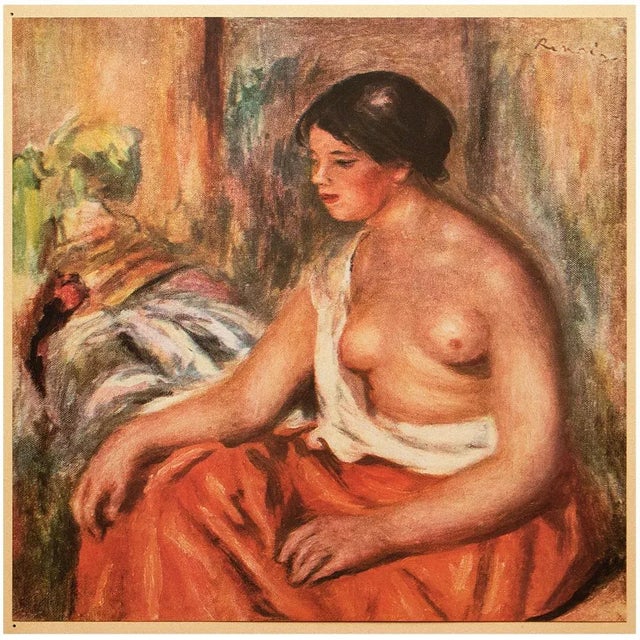Paper 1944 "Shirtless Woman" Vintage Parisian Offset Lithograph After Auguste Renoir For Sale - Image 7 of 8