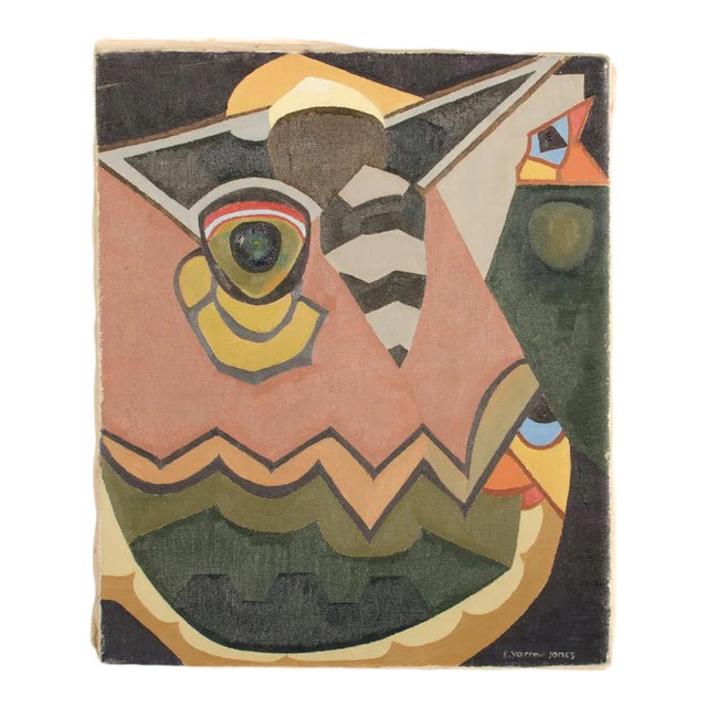 Early 20th Century "Le Crepuscule" Modernist Abstract Shapes Oil Painting by Ernest Yarrow-Jones For Sale