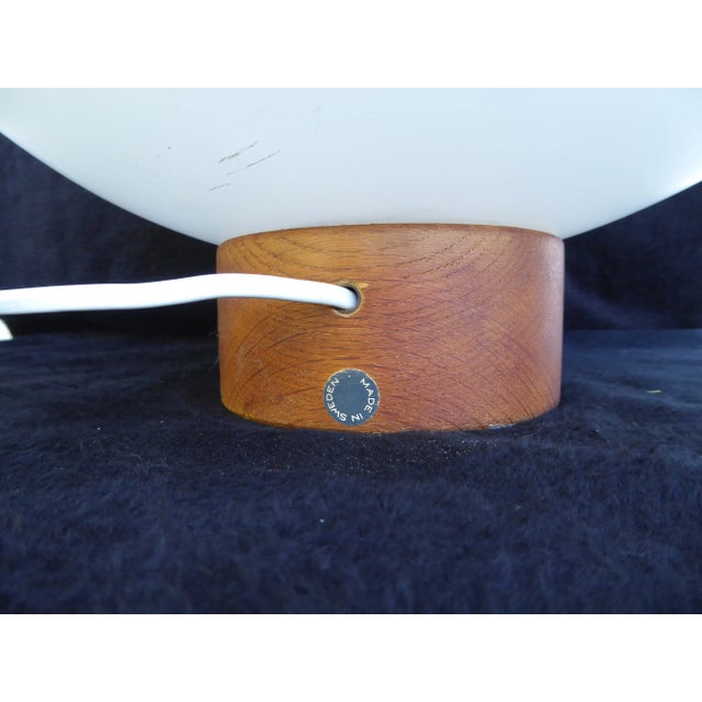 Mid-Century Modern Large Mid-Century Danish Table or Ceiling Lamp in Teak & Satinated Milk Glass by Uno & Östen Kristiansson for Luxus For Sale - Image 3 of 6