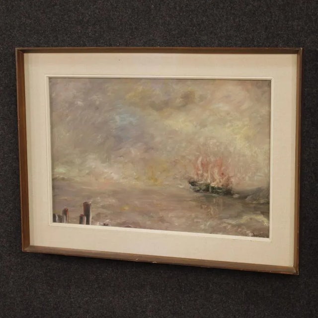 Italian Artist, Seascape in Impressionist Style, 1960, Oil on Canvas, Framed For Sale - Image 8 of 13