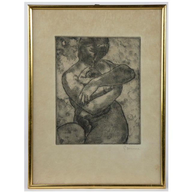 George Minne, Mother and Child, 1942, Etching, Framed For Sale - Image 4 of 4