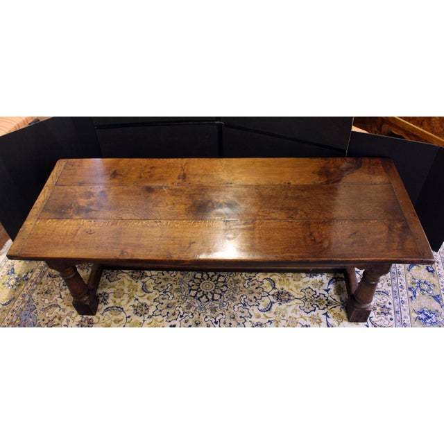 Late 19th Century-Early 20th Century Elizabethan Revival Refectory Table, English. Quality oak with thick three board top...