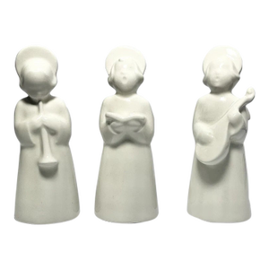 1980s Royal Copenhagen 3 Cream-White Porcelain Musical Angel Figurines