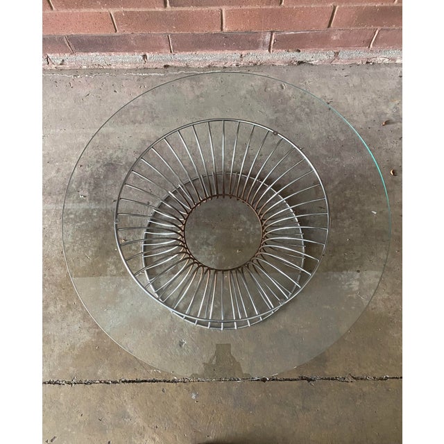 Mid-Century Modern Vintage 1980s Warren Platner-Style Coffee Table With Glass Top For Sale - Image 3 of 4