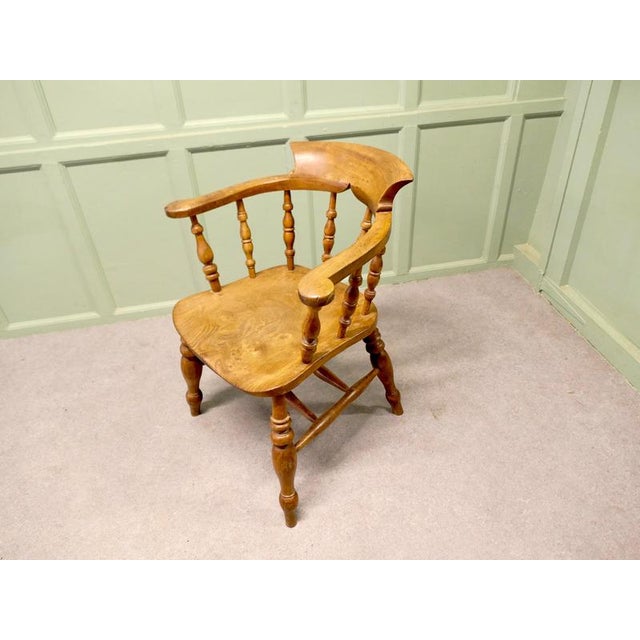 Antique Beech and Elm Desk Chair, 1800s For Sale - Image 6 of 9