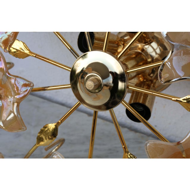 Vintage Murano Ceiling Light Orange Iridescent Flowers, 1960s For Sale - Image 9 of 13