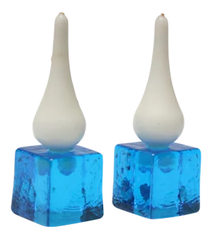 Swedish Modern Blown Glass Candle Holders by Konst Glashyttan Urshult - a Pair