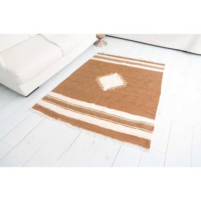 Brown Anatolian Vintage Angora Wool Kilim For Sale - Image 8 of 10