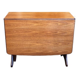 Classic Space-Saving Mid Century Modern Teak Drop Leaf Dining Table c.1960 For Sale
