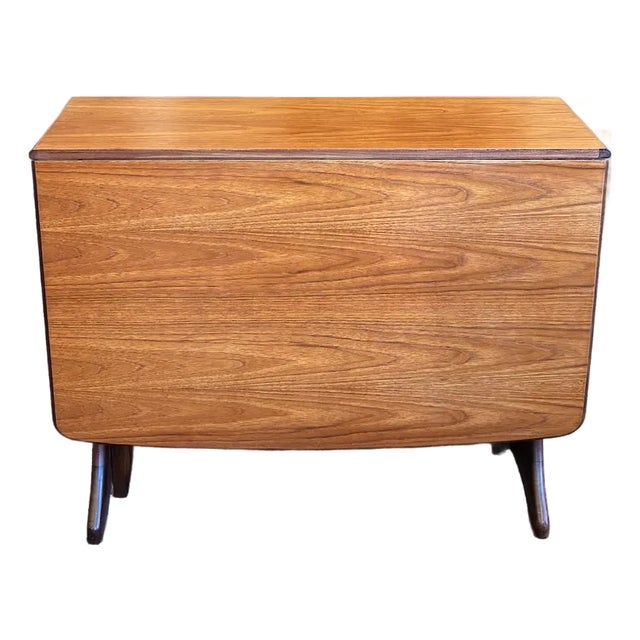 Classic Space-Saving Mid Century Modern Teak Drop Leaf Dining Table c.1960 For Sale