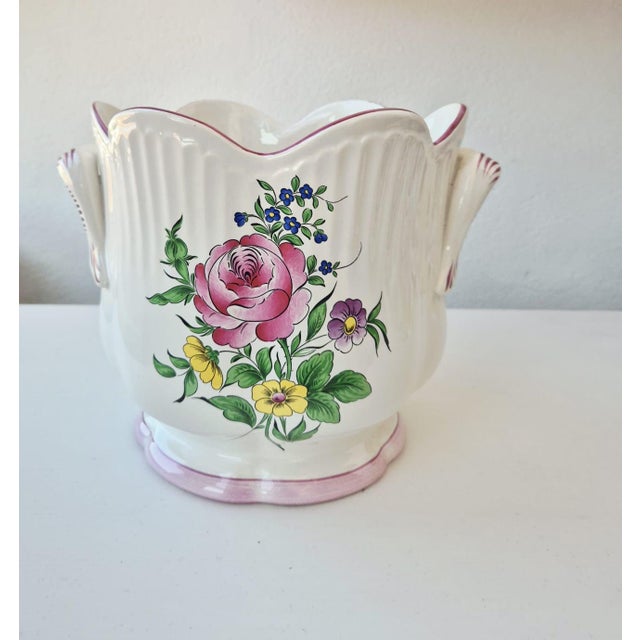 Mid-Century French Ceramic Cachepot by Luneville, 1950s For Sale - Image 6 of 7