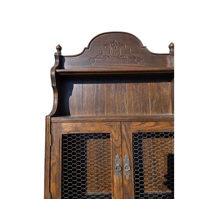Ethan Allen Ethan Allan Charter Oak Jacobean Hanging Wall Shelf Hutch Curio Display Cabinet For Sale - Image 4 of 14
