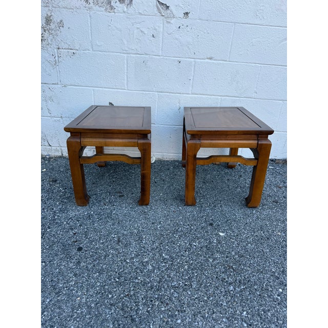 Pair of Vintage Asian-Style Wooden Stools / End Tables With Reversible Cushioned Tops, Circa 1970s–1980s For Sale - Image 6 of 12