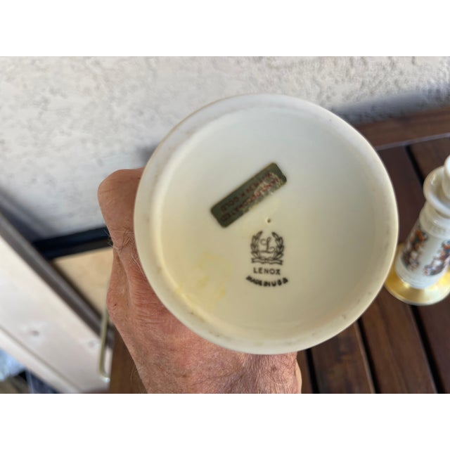 1970s Mid 20th Century Lenox Usa Lido Candlesticks - Pair For Sale - Image 5 of 6