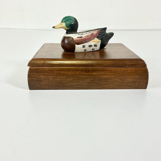 Rustic 1980s Vintage Arts & Crafts Adirondack Rustic Duck Playing Card Box - 2 Decks Included For Sale - Image 3 of 11