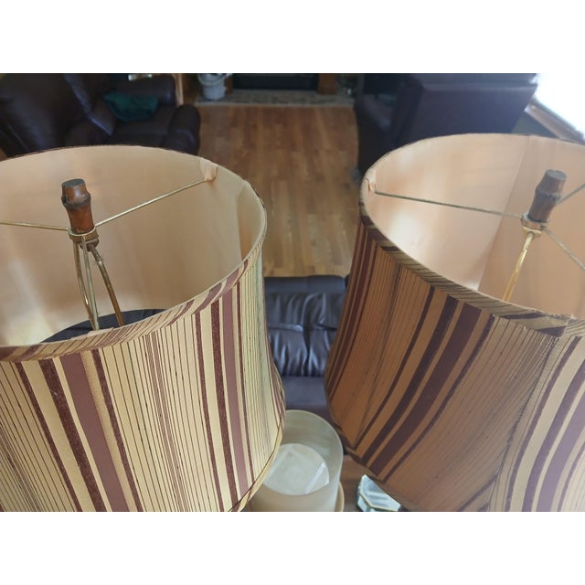 Vintage Real Bamboo Column Table Lamps, a Pair For Sale - Image 13 of 13