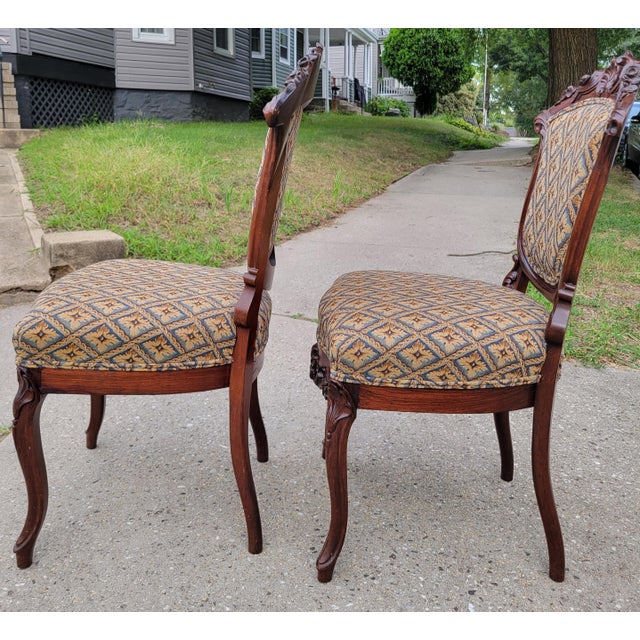 Late 19th Century Victorian Carved Rosewood Parlor Chairs For Sale In Baltimore - Image 6 of 15