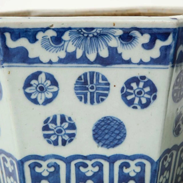 Pair of Chinese Export Blue and White Porcelain Cachepots | Chairish