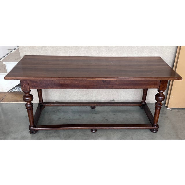 Wood Late 19th Century Walnut Spanish Refectory Table or Farm Table For Sale - Image 7 of 11