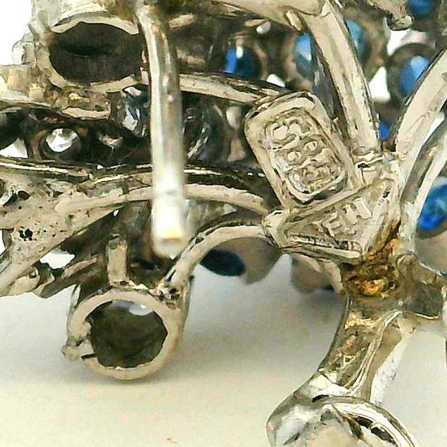 1970s Pair of Frantz Hingelberg Danish 14k Gold Sapphire and Diamond Floral Earrings For Sale - Image 16 of 16