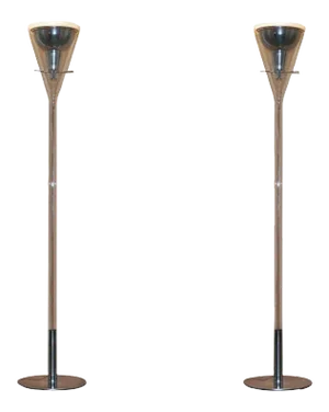 Glass and Chrome Magnum Floor Lamps from Fontana Arte, Set of 2