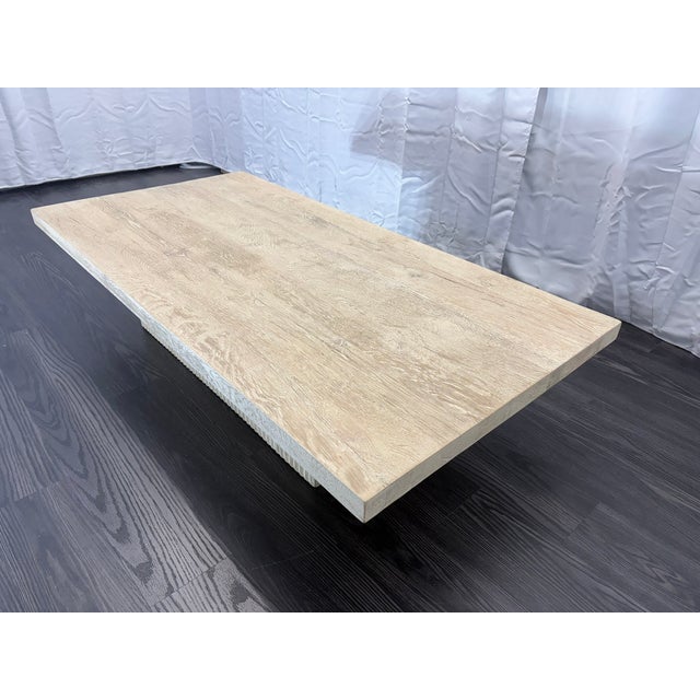 2020s Rh Reclaimed Oak Reeded Plinth Rectangular Coffee Table – 64" For Sale - Image 5 of 18