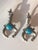 1950s Arthur Pepper (Art) Turquoise Silver Squash Blossom Earrings, a Pair For Sale - Image 6 of 7