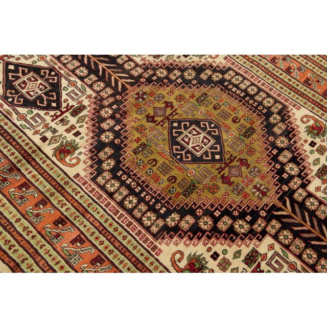 Textile Vintage Handmade Persian Ivory Geometric Wool Rug 4'9" X 6'10" For Sale - Image 7 of 11