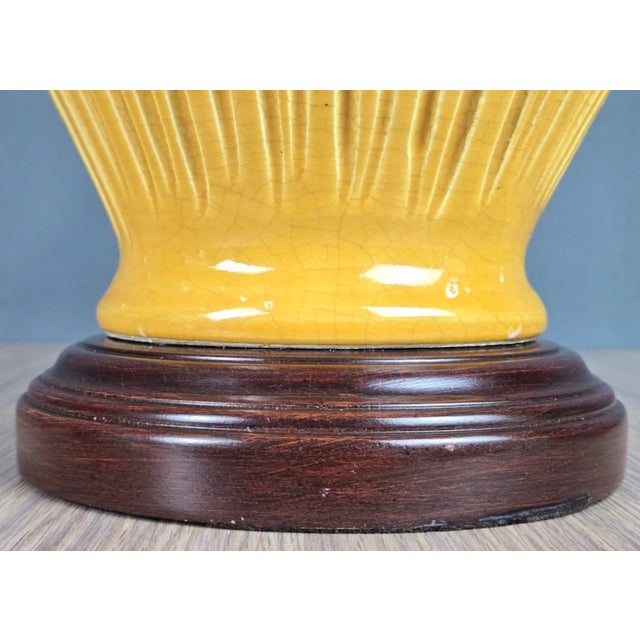 Wildwood Yellow Ribbed & Handled Pottery Urn Table Lamp For Sale - Image 12 of 14