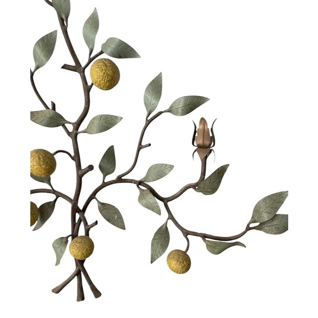 Vintage Large Italian Tole Espalier / Espaliered Orange Citrus Tree Wall Sconce / Candle Holder Sculpture For Sale In Dallas - Image 6 of 8