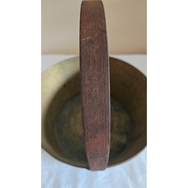 Antique Heavy Thick Brass Jam Pan Cooking Pot With Forged Iron Handle For Sale In Philadelphia - Image 6 of 11
