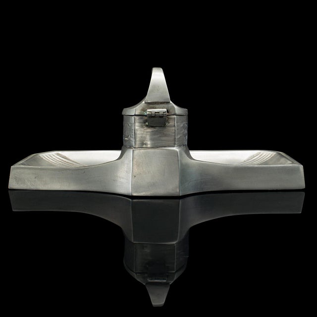 Metal 1930's Vintage Parisian Ink Tray For Sale - Image 7 of 12