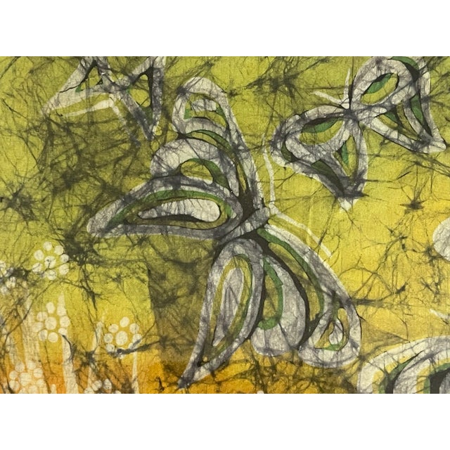 Shabby Chic Mixed Media of Butterflies on Batik Framed For Sale - Image 3 of 6