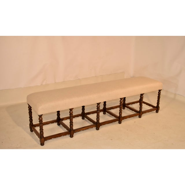 French Provincial 19th Century French Long Upholstered Bench For Sale - Image 3 of 7