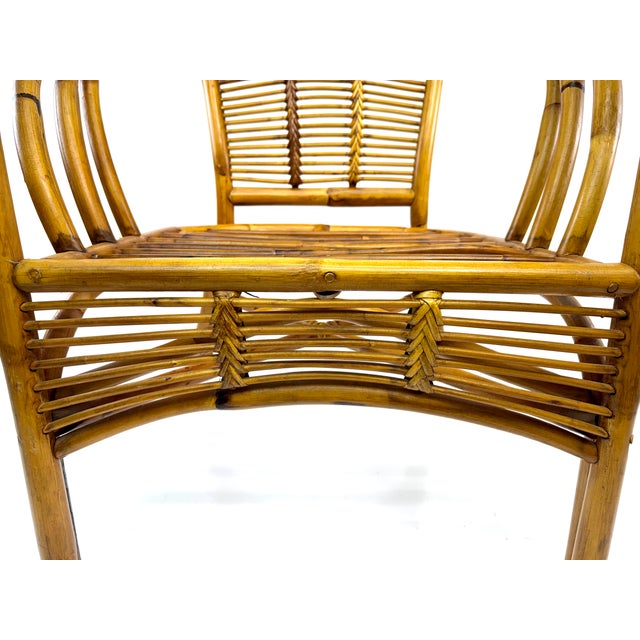 1960s Vintage Bent Bamboo & Rattan Lounge Chair in the Style of Franco Albini For Sale - Image 5 of 13