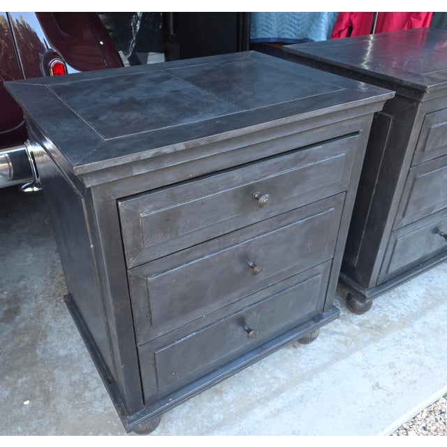 Industrial Metal Clad Bedside Tables Night Stands For Sale - Image 3 of 8
