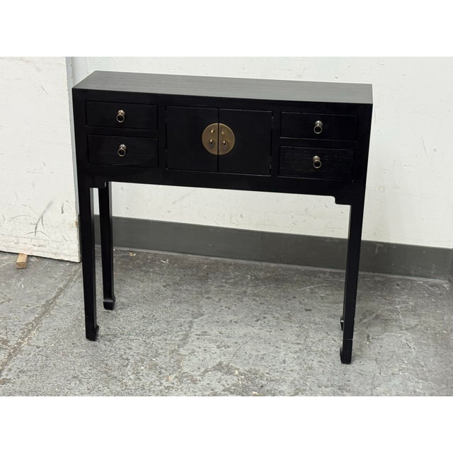 Asian Black Console Cabinet For Sale - Image 4 of 12
