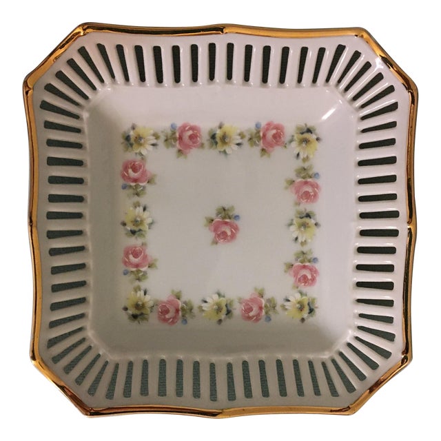 Antique Schumann Bavaria Rosebud Patterned Bon-Bon Plate For Sale