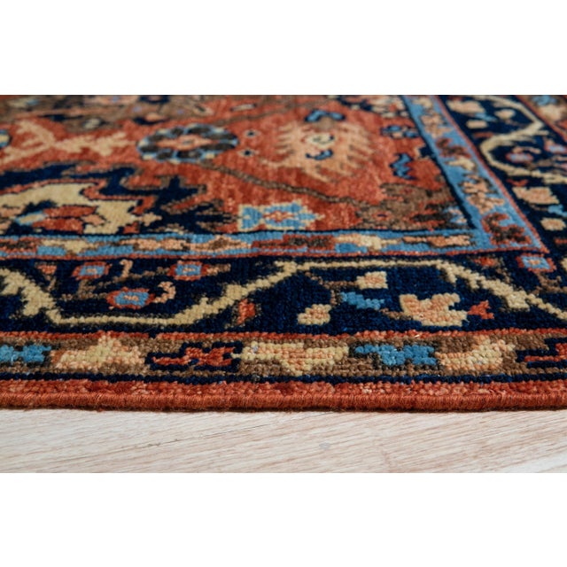 7'7"x9'11" Elegant Rust Floral Traditional Hand Knotted Wool Carpet Rug For Sale - Image 4 of 6