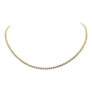 White Diamond Tennis Necklace in 14K Yellow Gold