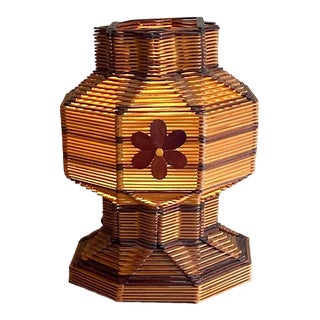 Folk Art Popsicle Stick Lamp For Sale