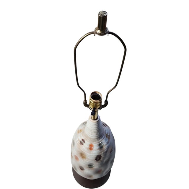 Mid Century Modern Fortune Lamp Company Tall Ceramic Table Lamp With Shade For Sale - Image 4 of 6