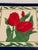 20 th c Art Deco style vintage polychrome ceramic plaque.. large impressive floral tile with red tulips.