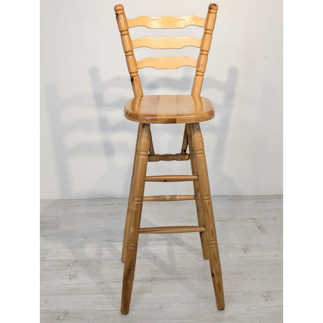 Pine Bar Stool with Backrest For Sale - Image 13 of 18