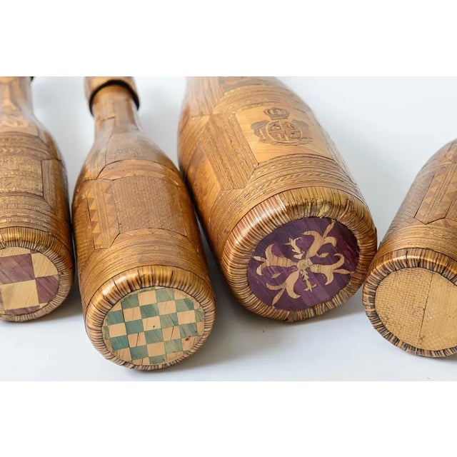 Napoleonic Collection of Straw Art on Glass Bottles, 18Th C. Set of 7 For Sale - Image 10 of 12